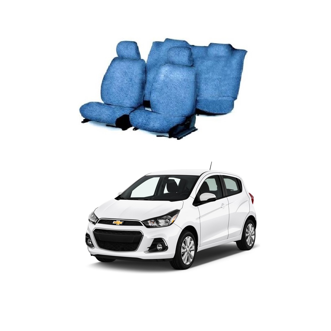 Cotton Towel Car Seat Cover for Chevrolet Spark (Blue)